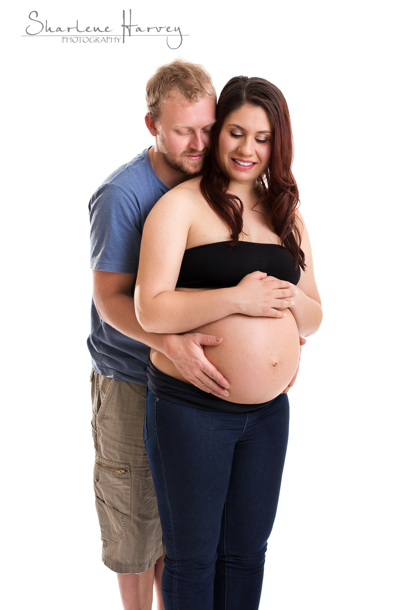 Parents-to-be admiring pregnancy belly | Mornington Peninsula Maternity Photographer